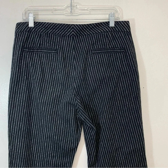 Sundance Pants Woman 10P  Linen Cotton Black Stripe Side Buttons Straight - Picture 6 of 13